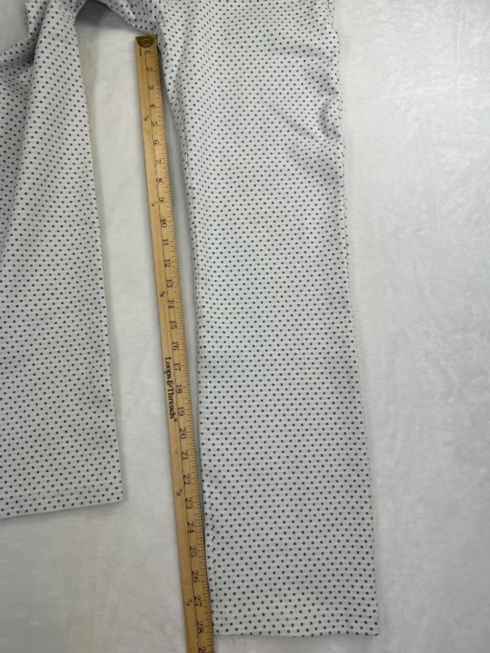 Betabrand Women's M Straight-Leg Pants White Micro Squares Stretch Hidden Pocket